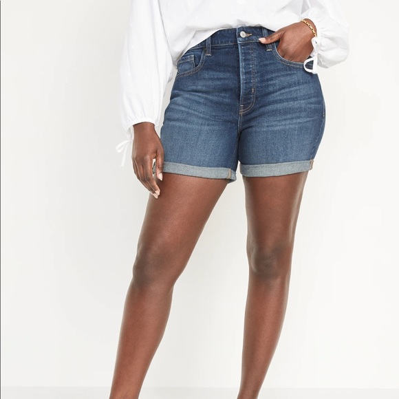 High Waisted Button Fly OG Straight Jean Shorts for Women—3” Seam - Picture 2 of 2